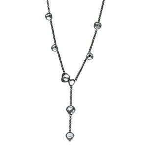 Di Modolo Rock Crystal Lariat Necklace in Black Rhodium Plated Silver MSRP 880